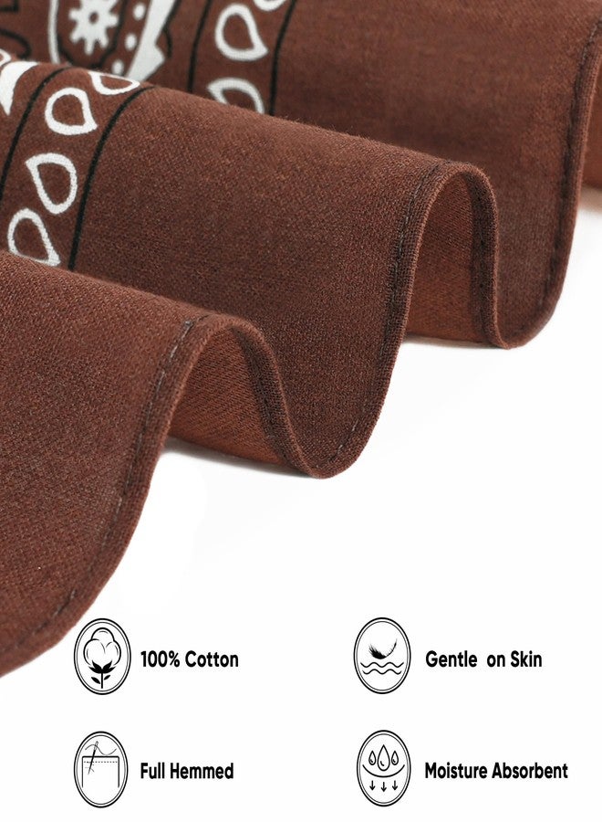 Bycc Bynn 3 Pack 100% Cotton Paisley Pattern Bandanas Face Mask Square Scarf Headwear (khaki + Brown + Black) - Image 3